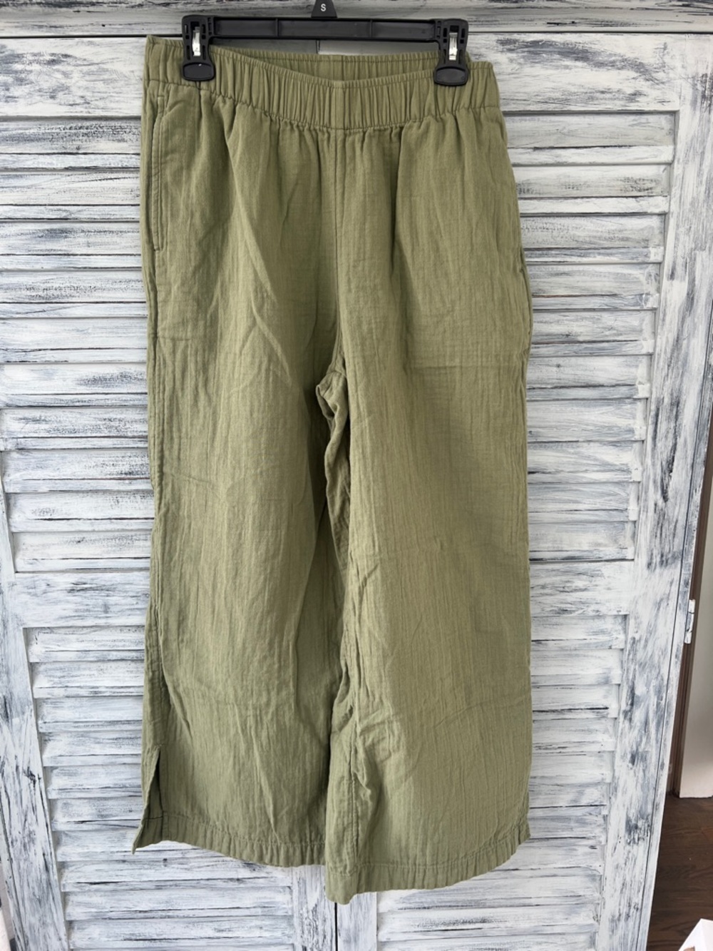 Old Navy Olive Green Relaxed-Waist Linen-Blend Chinos Size M